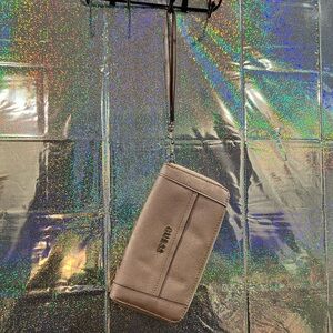 Guess Taupe Wristlet Wallet – Saffiano Style